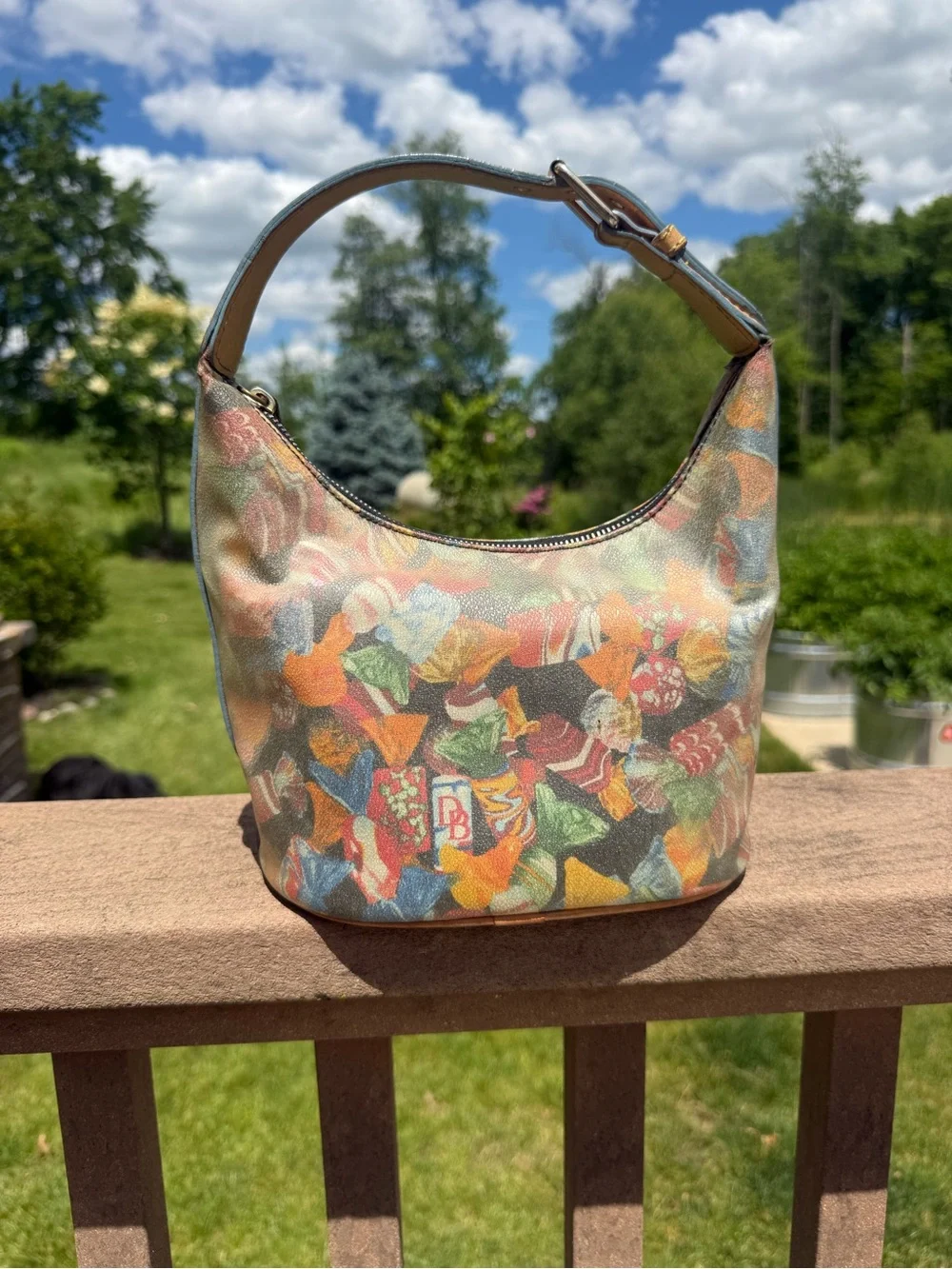 GUC Dooney & Bourke Vintage Y2K Candy Print Bucket/Hobo Bag
